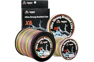 RUNCL Braided Fishing Line, Abrasion Resistant, Zero Stretch, 8X Multicolor Extra Visibility Fishing Braid for Saltwater Freshwater, 328-1093 yds, 12-100LB, Fishing Gift, Holiday Decor