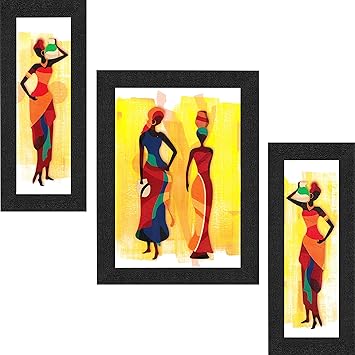 SAF Diwali Gift UV Textured Modern Art Print Framed Painting Set of 3 for Home Decoration – Size 35 x 2 x 50 cm PhotoSA7703