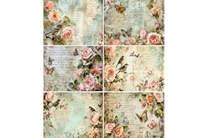 Vintage Birds Rice Papers, 8 x 10.5 inch (A4) - 6 Pieces | 6 Unique Designs | Versatile Decoupage Designs for Art Projects & 