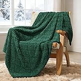 Whale Flotilla Fuzzy Fleece Throw Blanket for Couch, Bed, Soft Fluffy Jacquard Waffle Blankets for All Season, Lightweight and Warm, 50x60 Inch, Emerald Green