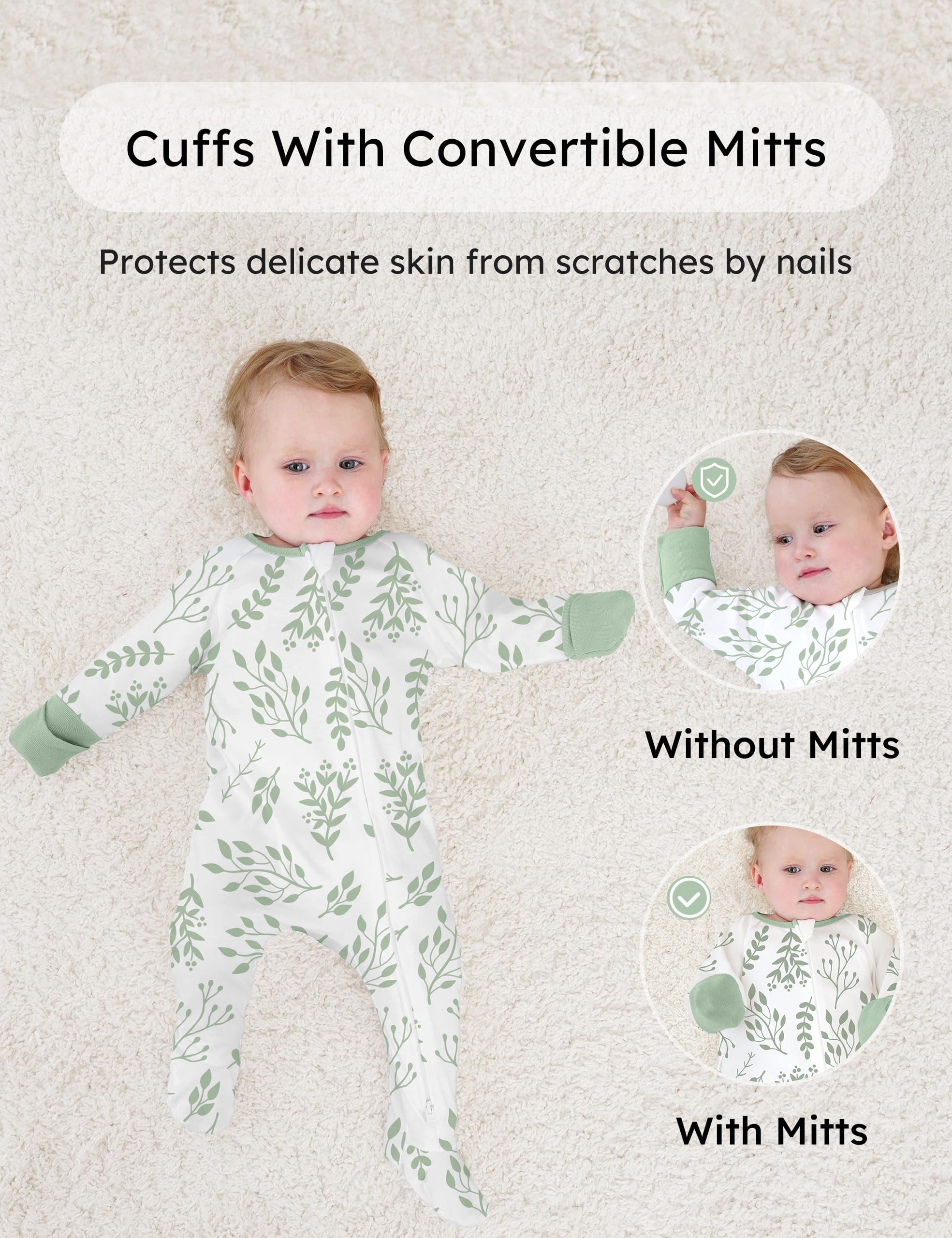 Yoofoss Baby Pajamas 100% Organic Cotton Baby Sleepers for Newborn 0-3 3-6 6-9 Months Boys Girl Clothes 3pcs Footed PJs