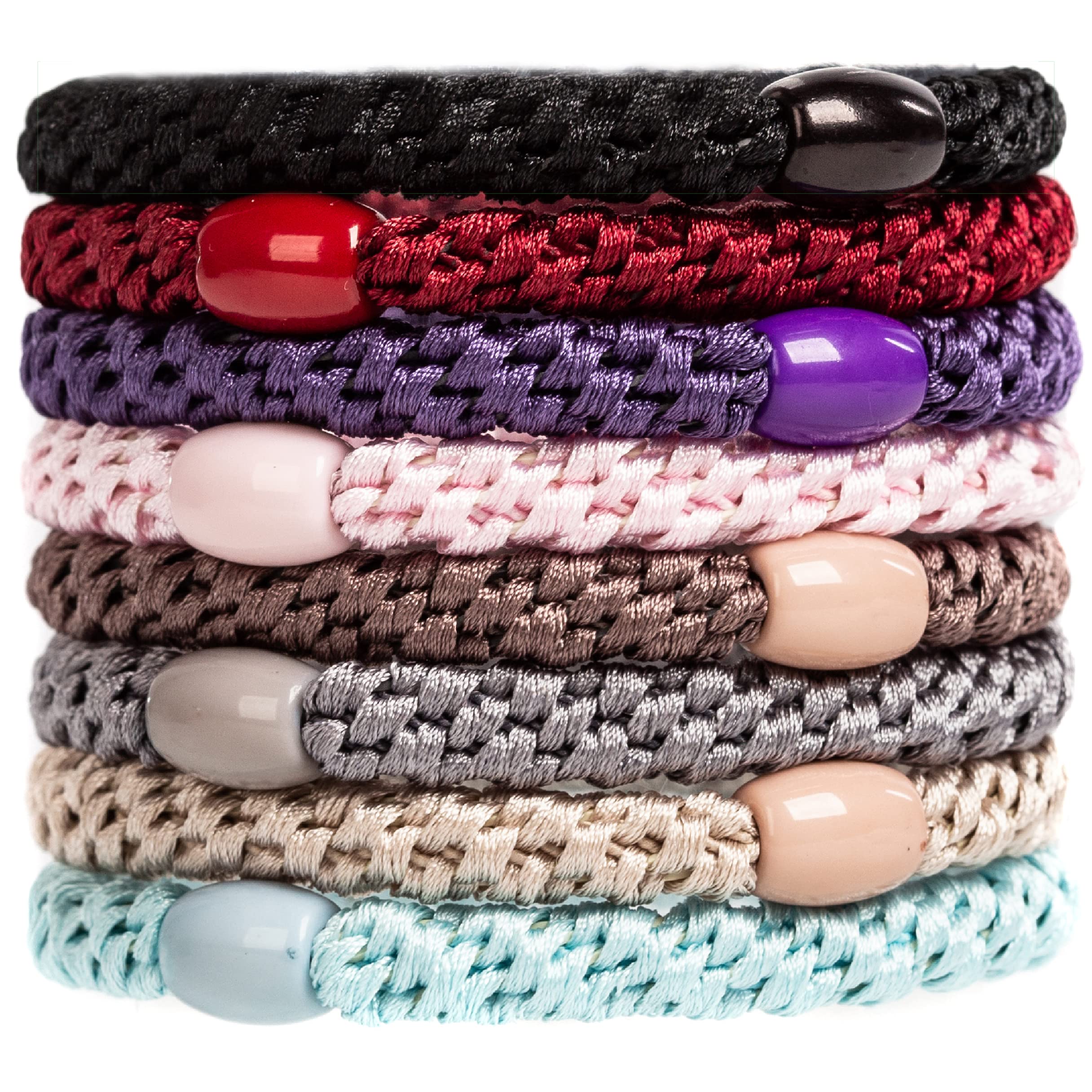 AXEN 8PCS Elastic Hair Tie for Women Girls, Cotton Bands Soft Woven Ponytail Holders for Thick Hair and Curly Hair, Mixed Colors 5 — image 1