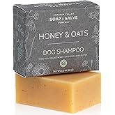 Chagrin Valley Soap &amp; Salve Certified Organic Dog Shampoo and Conditioner &ndash; Dog Shampoo Itchy Skin Relief and Puppy Essentials - Natural Handmade Honey &amp; Oats, 3.8 oz Bar Soap