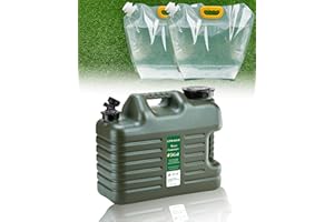 UPWOIGH 5 Gallon Water Jug and 2.6Gal Collapsible Water Bag Set of 2,Thickened Water Storage Overlanding Gear Containers, Camping Essential Leak-Proof Green Portable Water Tank,BPA Free Outdoors Hiking