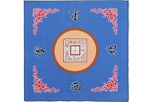Jigitz Blue Game Mat with Case - Classic Chinese Mahjong Table Mat - 30.8 x 30.8in Felt Table Cover Mahjong Mat