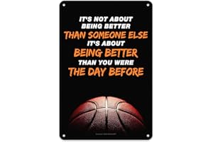 BEKUGART Sports Quote Art Print - Basketball Motivational Quote - It's Not About Better Than Someone Else - Inspirational Wall Decor for Gym, Office, Bedroom - 8 x 12 in