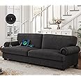 HIFIT 85in Sofa, Comfy Sofa Couch with 3 Extra Deep Seats and 2 USB Charging Ports, Modern Sofa Couches for Living Room, Wide Rolled Arms, Grey 34" D x 85" W x 35" H