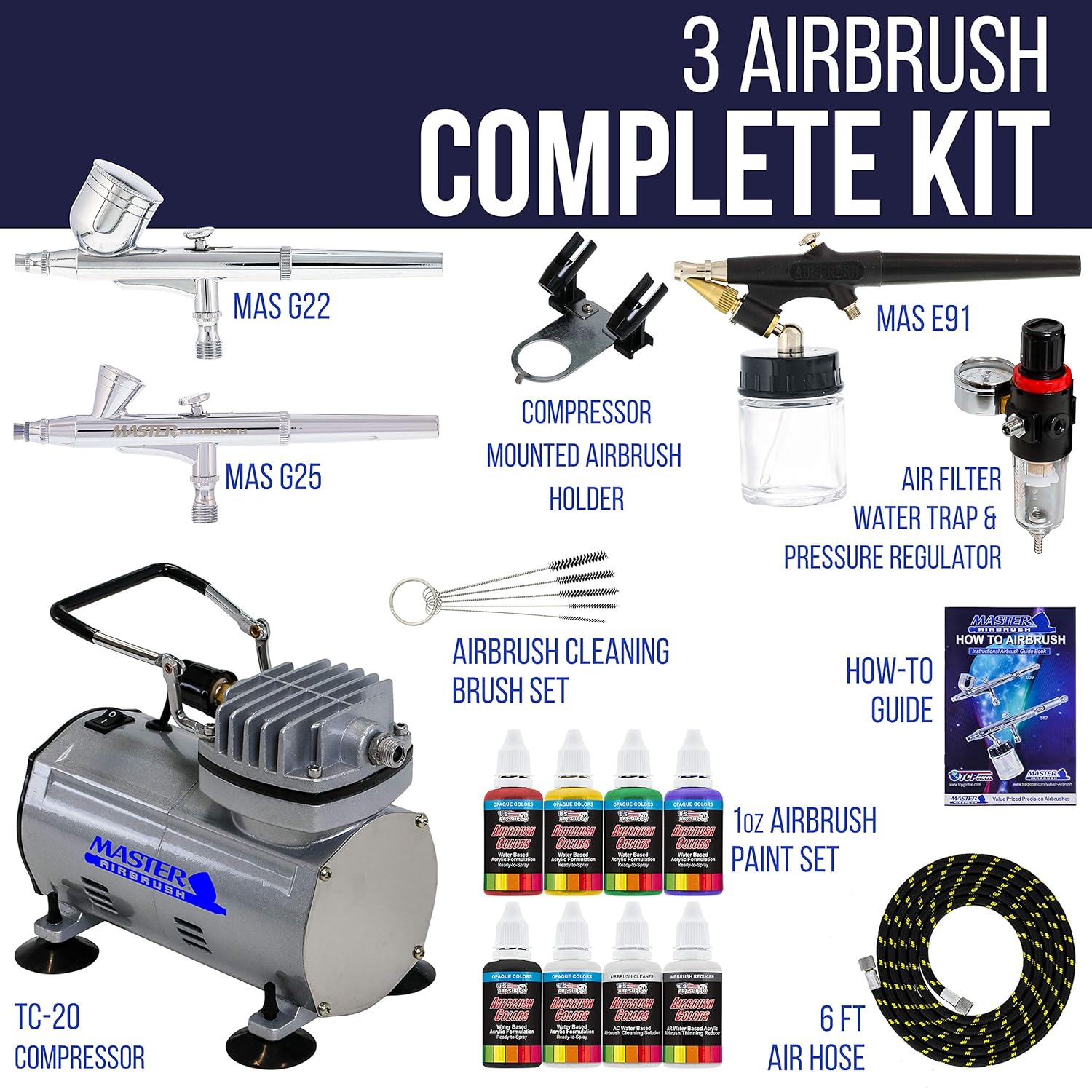 3 Airbrush Pro Master Airbrush MultiPurpose Airbrushing