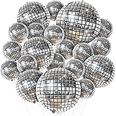KatchOn, Silver Disco Ball Balloons - 32 Inch, Pack of 20 | Shiny Disco Balloons for Happy Birthday Decorations | Bachelorett