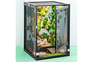 BINANO 13 Gal Detachable and Foldable Reptile Butterfly Cage Terrarium, 360° Observation, Airflow, Interaction in Gecko Tank for Crested Geckos, Leopard Geckos, Chameleons, Bearded Dragons