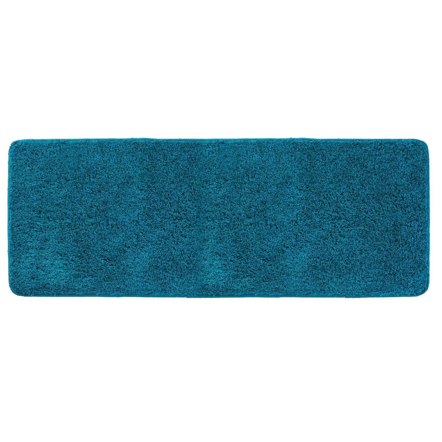 mDesign Soft Microfiber Polyester Non-Slip Extra-Long Spa Mat/Runner, Plush Water Absorbent Accent Rug for Bathroom Vanity, Bathtub/Shower, Machine Washable - 60" x 21" - Heathered Deep Teal