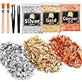 CHMI Gold Foil Flakes for Resin -30g, Jewelry Making, Imitation Gold Foil Flakes Metallic Leaf for Nails, Painting, Crafts, Slime and Resin Jewelry Making (Gold, Silver, Copper Colors)