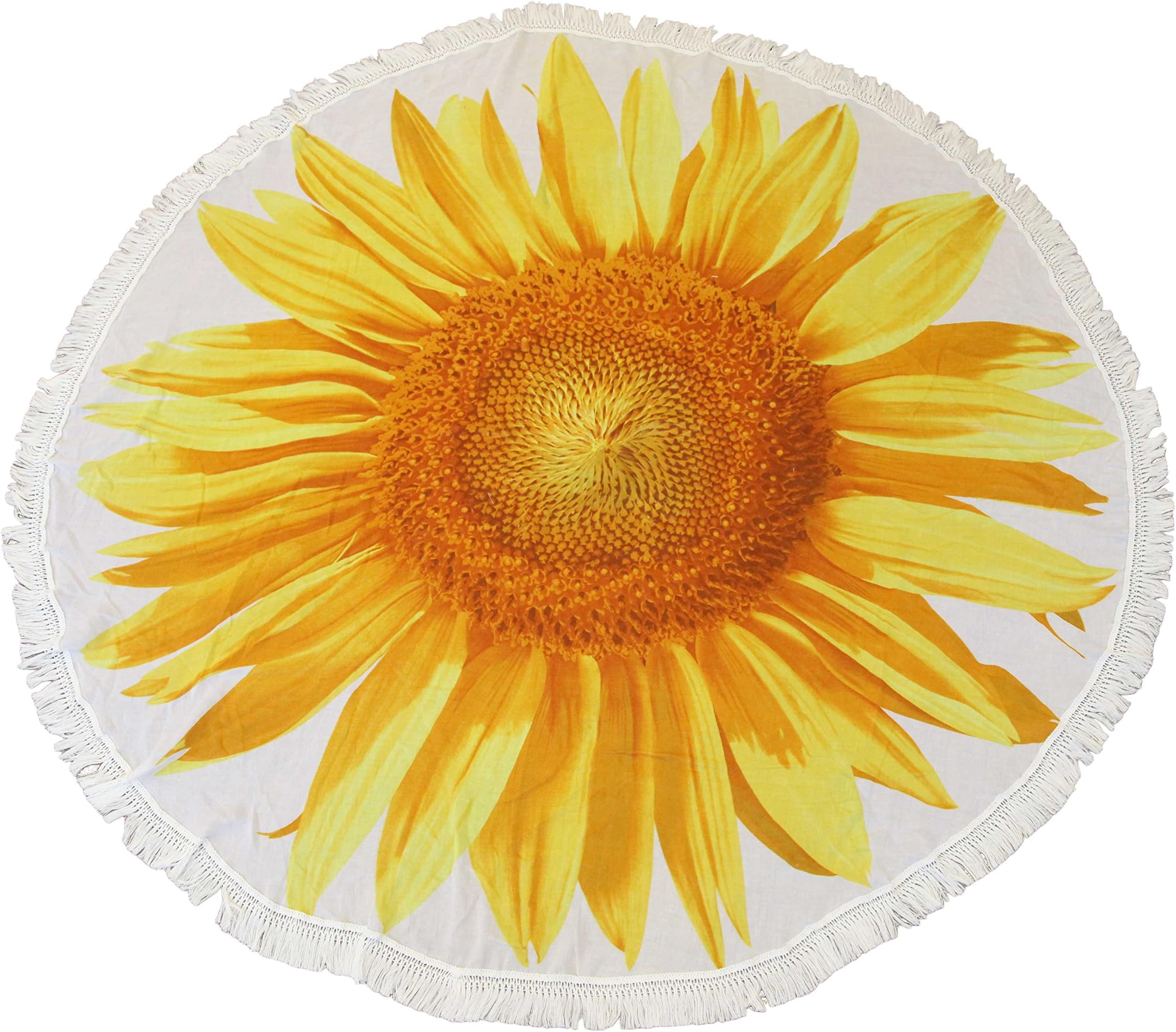 ETsakula Outdoor Sunflower Beach Blanket, Beach Towel, Tapetry, Roundie Beach Throw Blanket, Ultra Soft, Absorbent, Multi-Purpose, 60 inches