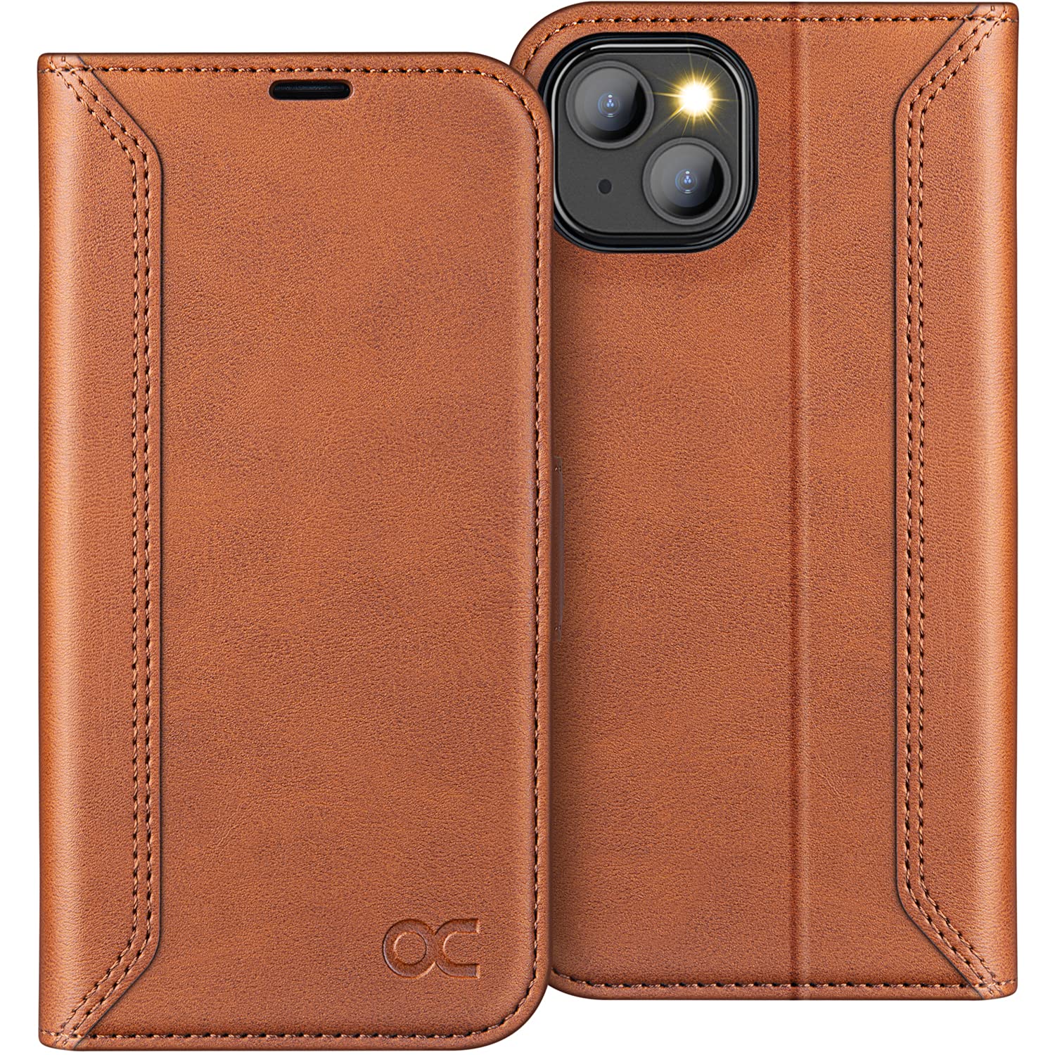 OCASE Compatible with iPhone 13 Case, PU Leather Folio Flip iPhone 13 Wallet Case with RFID Blocking Card Holder Kickstand, Shockproof Phone Cover for 6.1 Inch 2021 5G,Brown — image 1