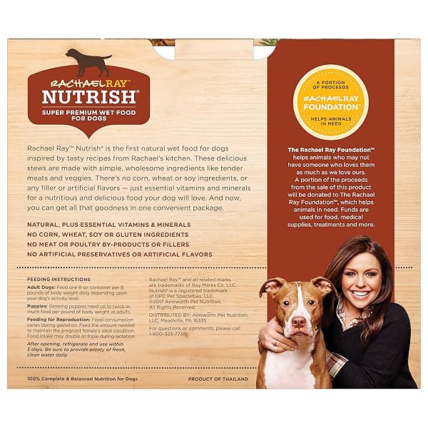 NUTRISH RACHAEL RAY PREMIUM NATURAL WET DOG FOOD, SAVORY FAVORITES VARIETY PACK, 8 OUNCE TUB (PACK OF 6)