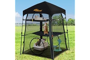 ITENT X-Large Catio Outdoor Cat Enclosure and Cat Tower Tent for Indoors and Outdoor,3 Tier Spacious Cat Tent,Portable and Foldable Catio,Two Doors Design can Assemble More Shapes (Patented)