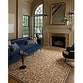 Loloi Chris Loves Julia Rue Collection RUE-03 Bark/Mocha 2'-3" x 3'-9" Accent Rug Jute Neutral Floral Living Room Bedroom Rug