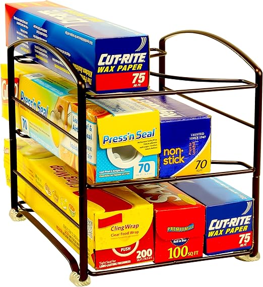 Amazon Com Decobros Kitchen Wrap Organizer Rack Bronze Small