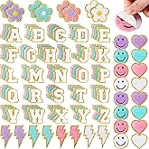 Hanaive Chenille Letter Patches Self Adhesive Stickers for DIY, 136 Pcs Fuzzy Cute Self Adhesive Chenille Patches Embroidery Jackets, Jeans Gift Bag Decoration(Cute Style,Pastel Color)