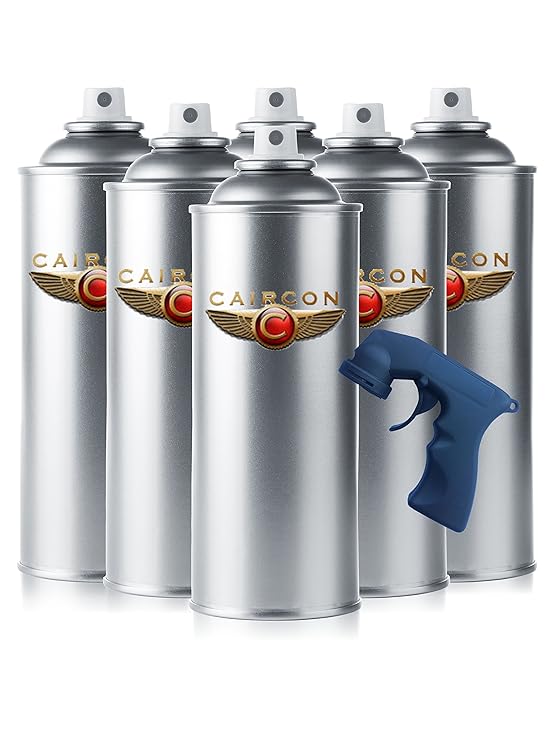 CAIRCON 6x400ml Straßenmarkierungsspray WEIß mit SPRAYDOSENGRIFF und speziellem Kopfventil Markierfarbe Straße Parkplatz Asph