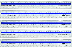 12 inch / 30 cm Magnetic Plastic Transparent Ruler - Pack of 5 by YOSOGO