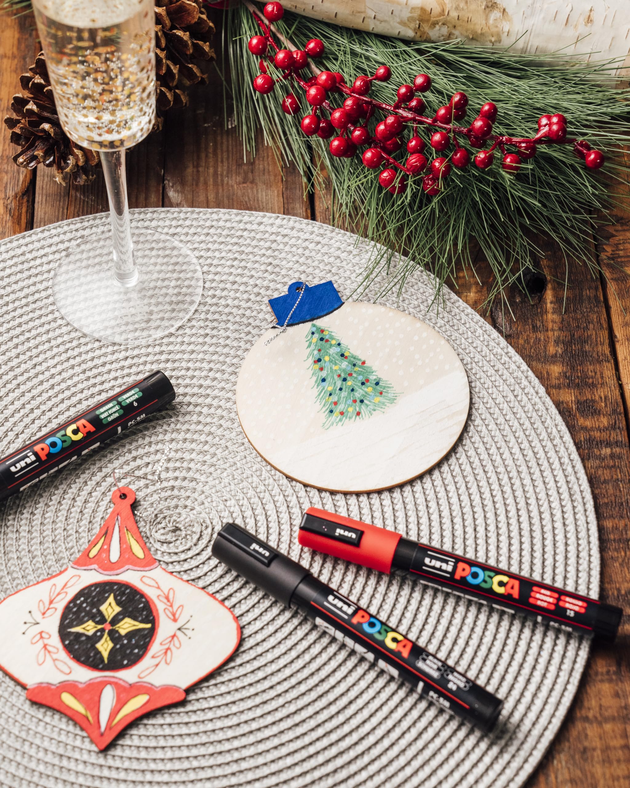 Posca Paint Art Markers, Set of 15 5M Medium Acrylic Markers with Reversible Tips, Artist Recommended Paint Pens for Gifts, Decorations, Fabric, Metal, Windows, Wood and Canvas