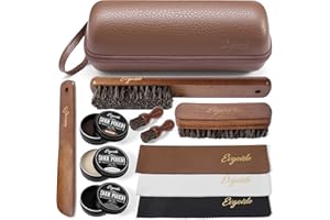 Evgoisle Leather shoe polish&shine kit, travel shoe care kit black&brown&neutral,shoe shine kit for men boots shoe brush kit