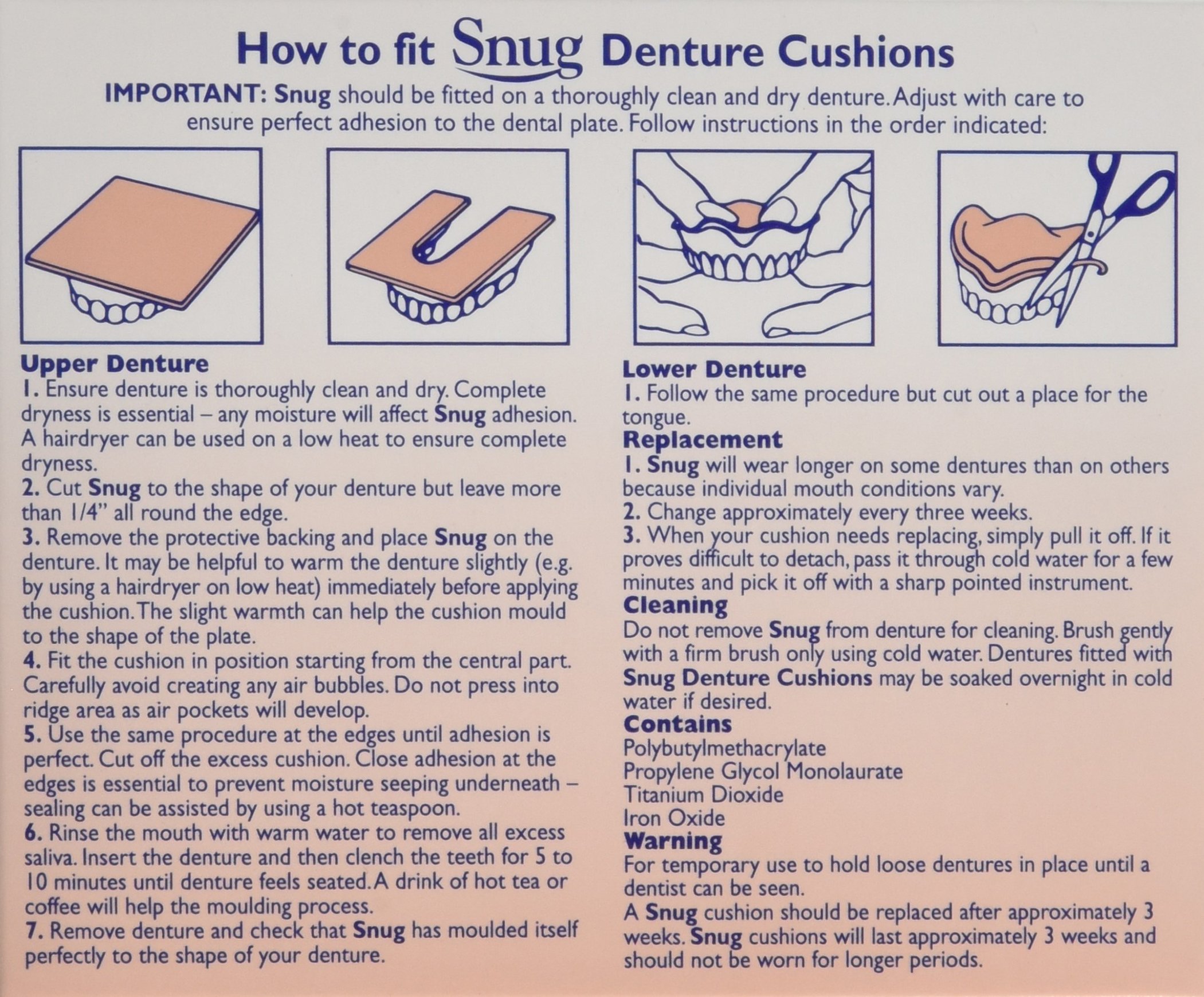Snug Denture Cushions With Ever Soft Plastic Liner 2 Improved Softer