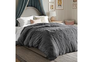 Bare Home Shaggy Fleece Duvet Cover - Plush Duvet Cover - Super Soft & Luxury - Hidden Zipper Closure - All Season Bedding (King/Cal King, Grey)