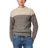 Buffalo David Bitton Men's Crew Neck Colorblock Cable Sweater Super Soft Regular Fit