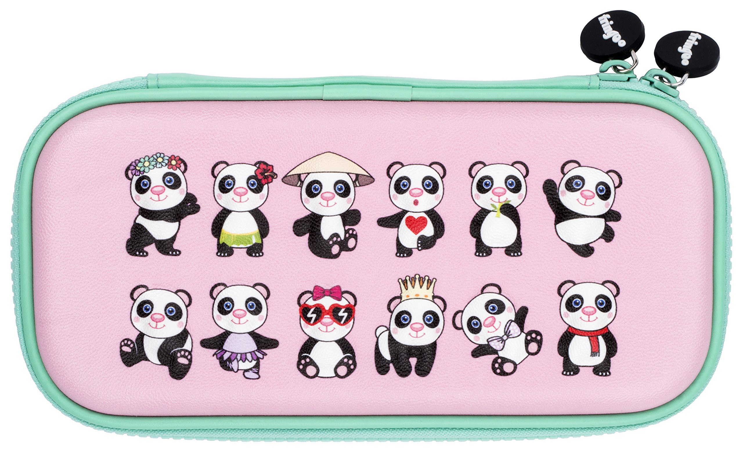 Fringoo® Kids Pencil Case Hardtop Embossed Cover Double Zipper Pencil Holder Stationery Organiser Funny Novelty Unique Unicorn Design (Panda Style)