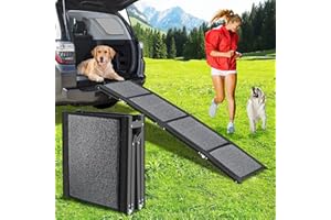MuzeFansi Dog Ramp for Car, 71'' Long 17'' Wide Pet Dog Car Ramps with Non-Slip Surface for Medium&Large&Old Dogs-Up to 270 LBS, Portable Folding Pet Stair Dog Ramp for Easy Get in Car & SUV & Truck