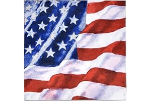 GIFT BOUTIQUE 100 American Flag Cocktail Napkins 3 Ply Patriotic Disposable Paper Pack Elegant Holiday 4th of July Dinner Hand Towel Napkin Red White Stripes & Blue Stars Celebrate Banquet Party Decorative Towels