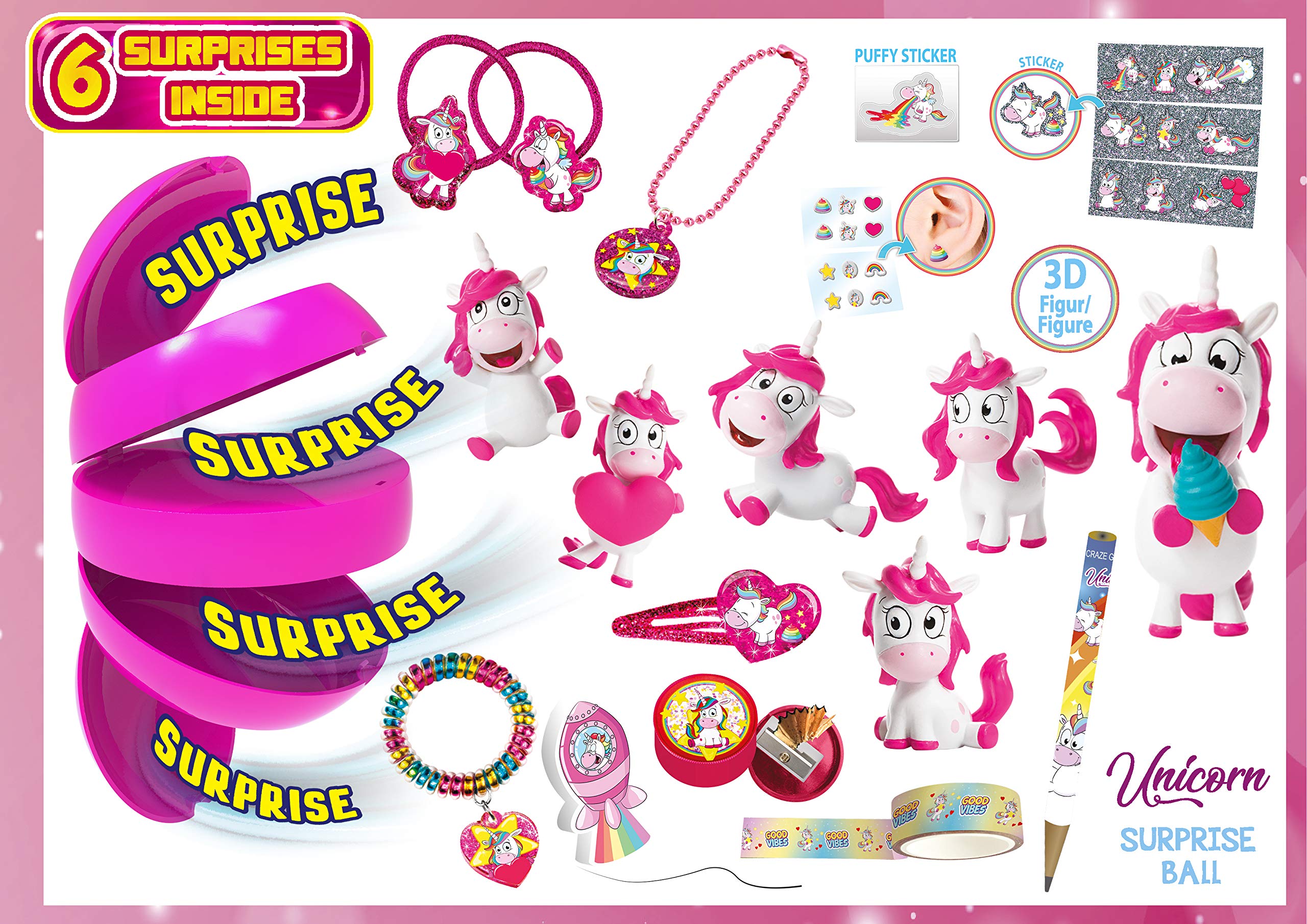 CRAZE 20371 Unicorn Surprise Ball, exciting children's surprises
