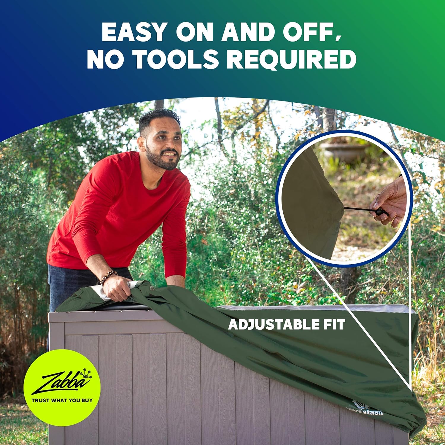 YardStash Deck Box Cover - Heavy Duty Outdoor Storage Box Cover, All Weather Covers for Deck Boxes, Protects from Rain, Wind, Snow, and Pests - UV Protected 210D & Heat Shielding 600D Fabric – XL – Green: Home Improvement