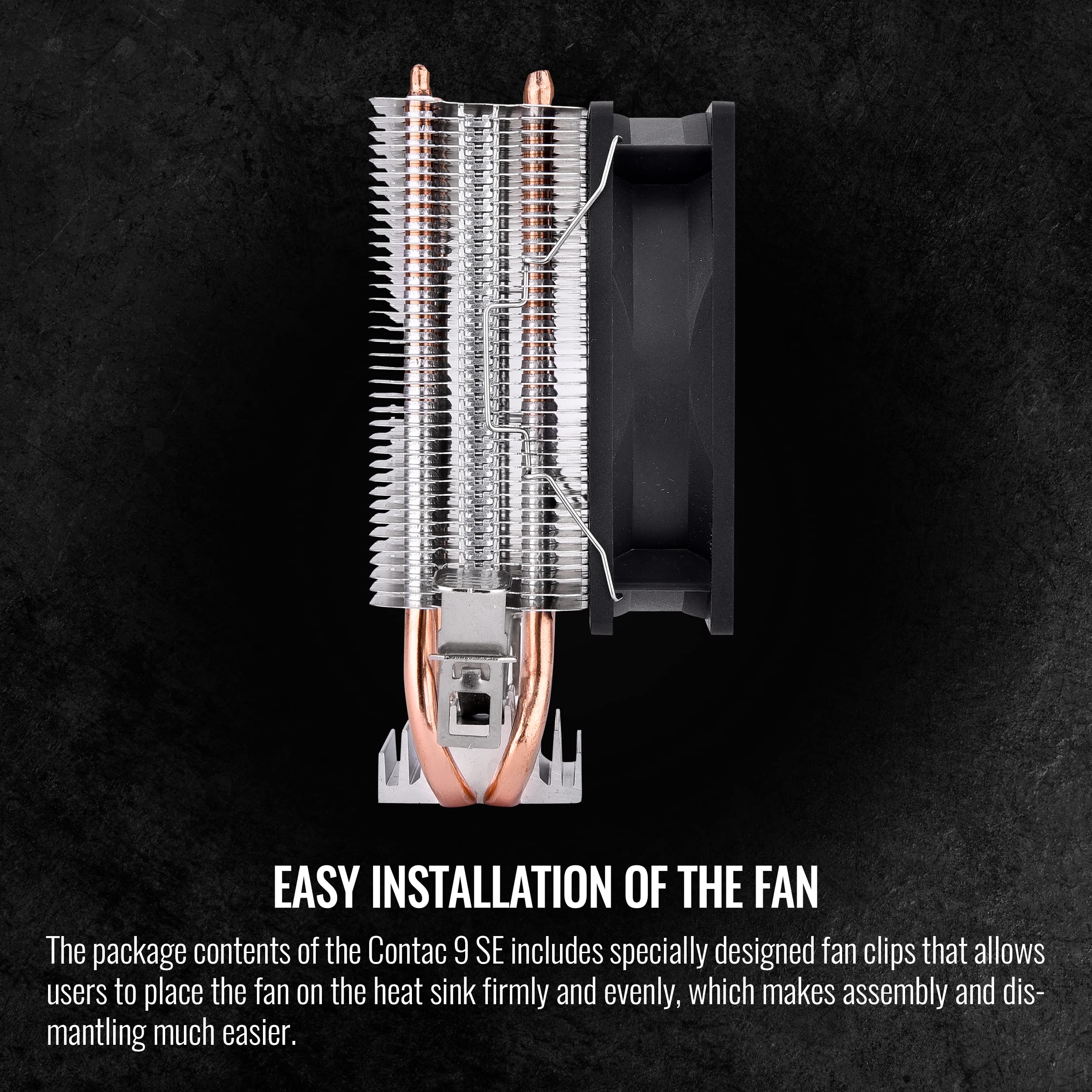 Thermaltake Contac 9 SE CPU-Kühler, 120 W Kühlleistung, 92 mm PWM-Lüfter, unterstützt Intel LGA 1700/AMD AM5, AM4, CL-P106-AL09WT-A 3