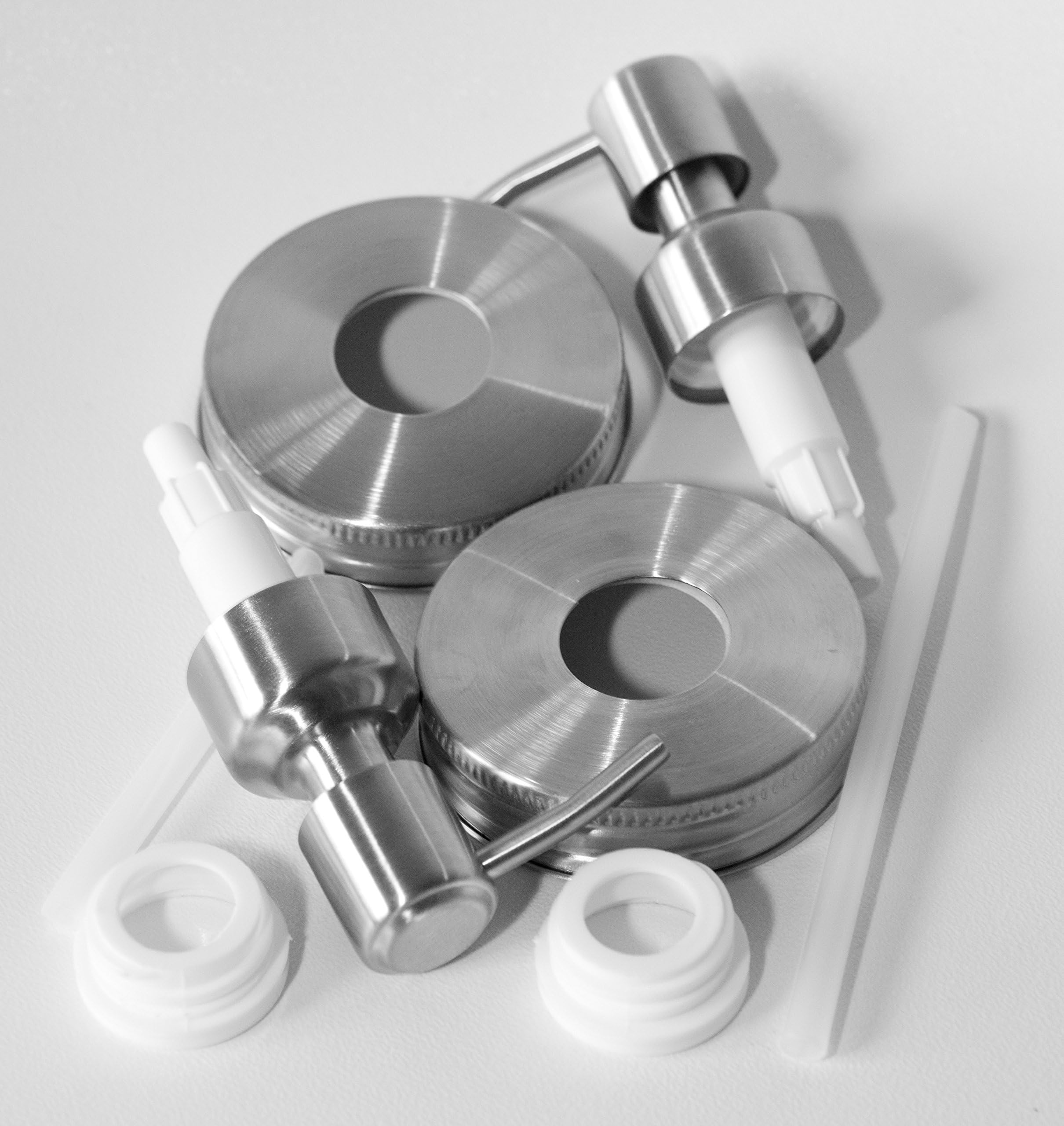 Domary Concepts 2 Pack Mason Jar Liquid Soap Dispenser Pump and Lid Kit Set for Standard Mouthed Jars - Jars NOT Included