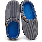Men's Two-Tone Slippers with Arch Support Slip-On Warm House Shoes Cozy Memory Foam Indoor/Outdoor Breathable Slipper