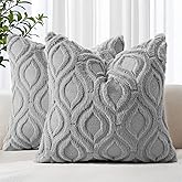 decorUhome Cozy Textured Throw Pillow Covers 18x18 Inch Set of 2, Soft Plush Faux Wool Grey Accent Couch Pillow Covers for Modern Farmhouse Sofa Bed Living Room
