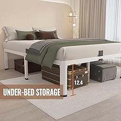 MAF 14 Inch Twin Metal Platform Bed Frame White