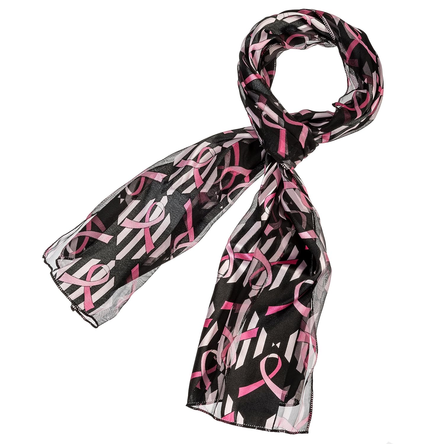 Breast Cancer Awareness Ribbons Scarf (Black) at Amazon Women’s