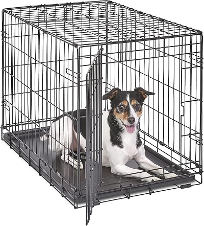 New World 76 cm Single Door Folding Dog Crate Enhanced Security Medium Dogs