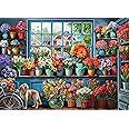 Colorful Flower Jigsaw Puzzle 1000 Piece for Adult, Dog Funny Pretty Sunflower Jigsaw Puzzles, Art Plant Rainbow Beautiful Floral Puzzle