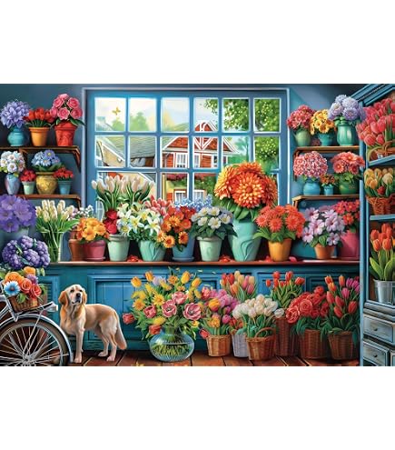 Puzzle De 1000 Piezas De Libros Vintage – Rompecabezas Desafiante De Estantería Y Flores, 70x50 Cm – Ideal Para Noche De Juego En Familia
