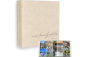 Family Photo Album 4x6 Pictures & Custom 2025 Year - Large Linen Picture Book 400 Horizontal & Vertical Pockets - Personalize