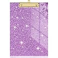 Rimilak Acrylic Glitter Clipboards, Sparkly Board with Low Profile Gold Clip, Designed for Classroom School and Office Use, A4 Letter Size 9 x 12.5 in, Purple