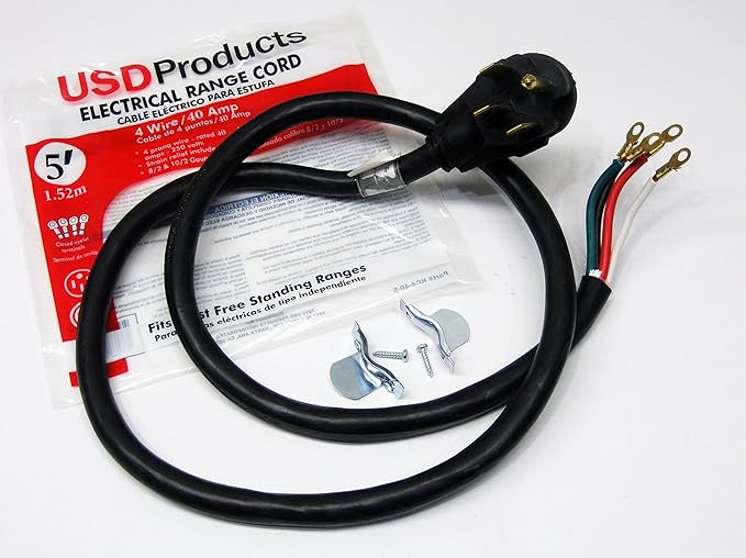 USD Products Range Oven Electric Power Cord 4 Prong Wire 40