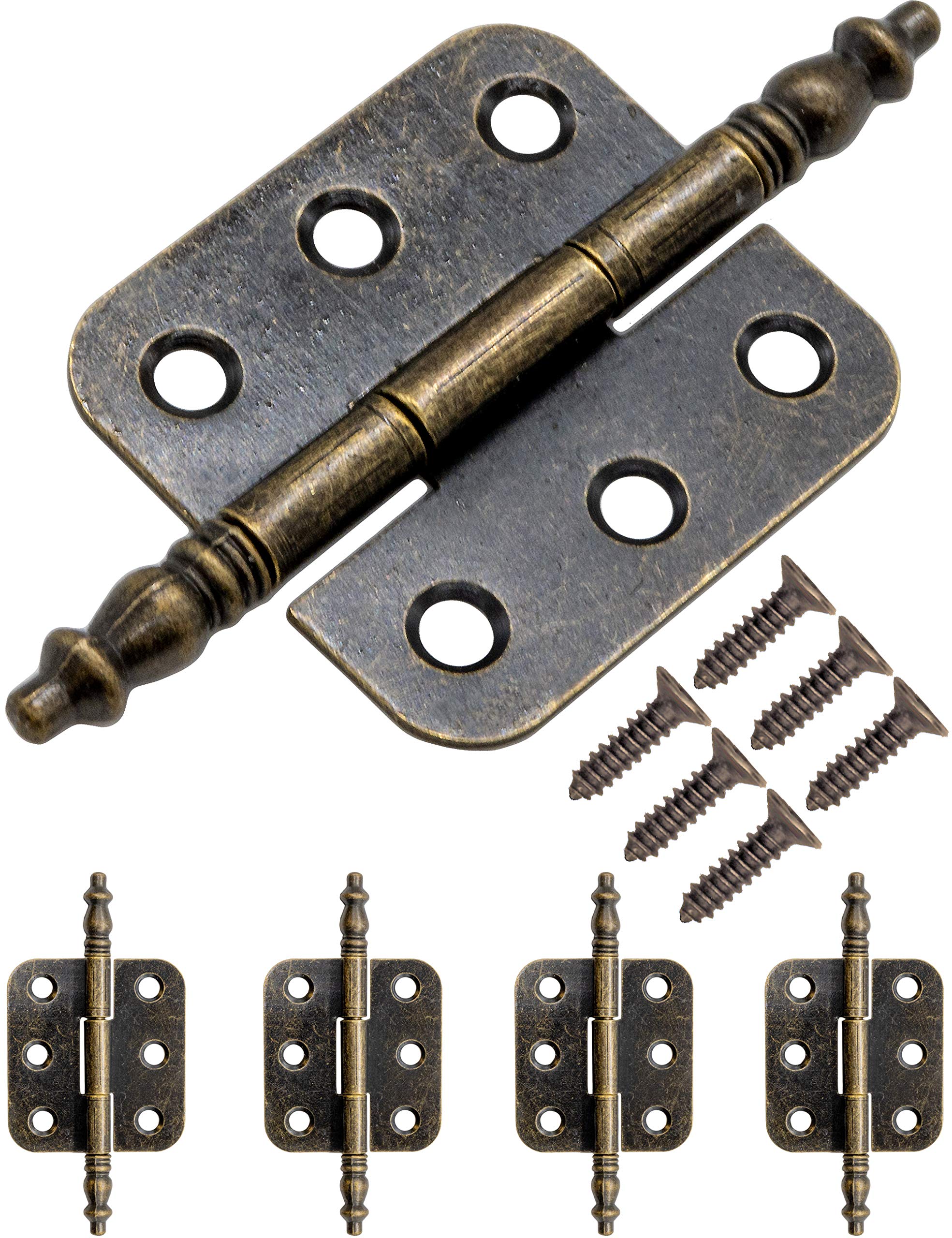 Fuxxer 4 x antique furniture hinges made of iron, vintage metal hinges, country house design, bronze, 70 x 35 mm