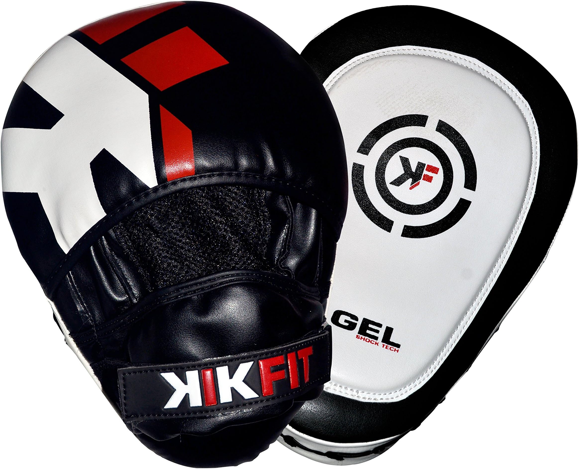 KIKFIT Curved Focus Pads GEL Hook & Jabs Gloves Rex Leather Punch Bag Mitts Boxing MMA Kick Training Martial Arts Hand Pads Sparring Muay Thai Taekwondo Krav Maga