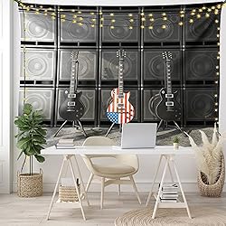 Ambesonne American Flag Tapestry, Black and Us Bass